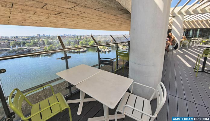 seating at amsterdam central library terrace