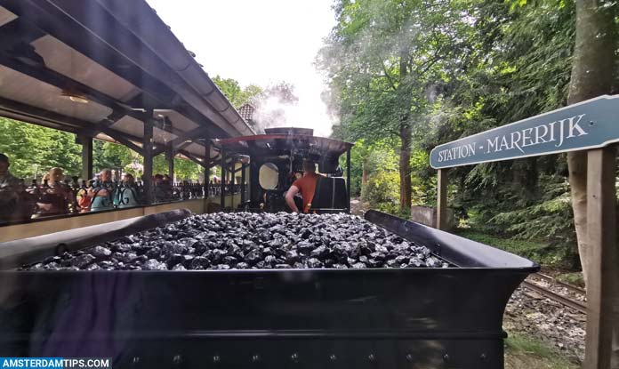 on-board the Efteling steam train