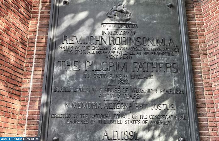 leiden - pilgrim fathers memorial plaque
