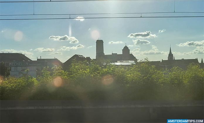 View of Mechelen from Eurostar train