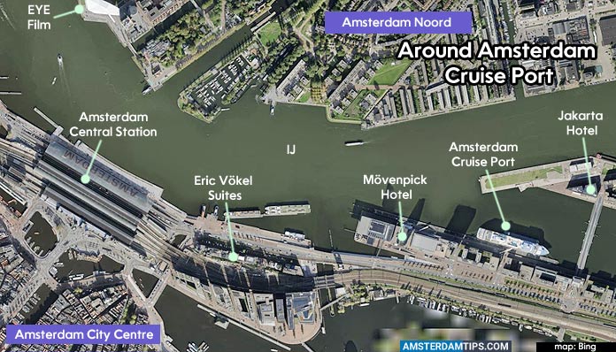 amsterdam cruise port - map of surroundings