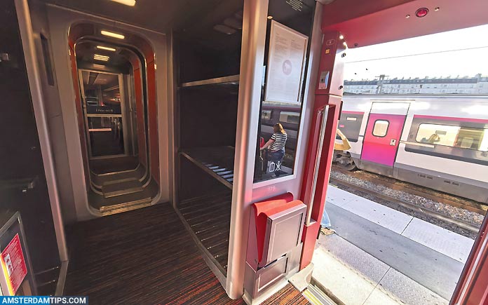 eurostar (former thalys) train - luggage rack by doors
