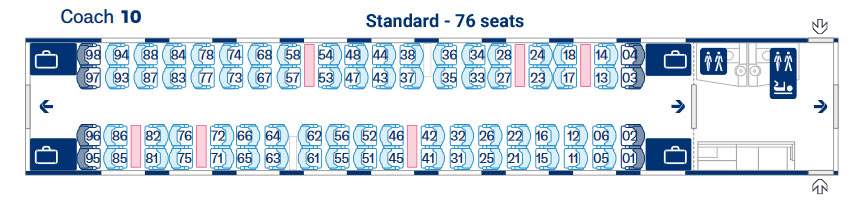 Eurostar E320 coach 10 seat map and seating layout