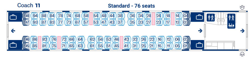 Eurostar E320 coach 11 seat map and seating layout