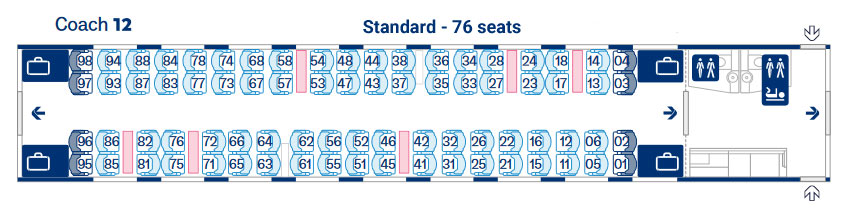 Eurostar E320 coach 12 seat map and seating layout