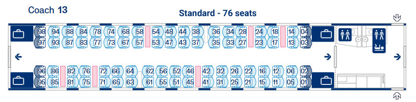 Eurostar E320 coach 13 seat map and seating layout