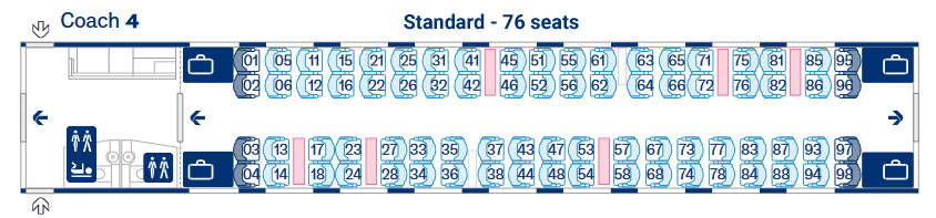 Eurostar E320 coach 4 seat map and seating layout