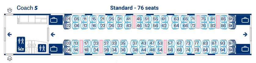 Eurostar E320 coach 5 seat map and seating layout