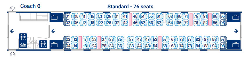 Eurostar E320 coach 6 seat map and seating layout