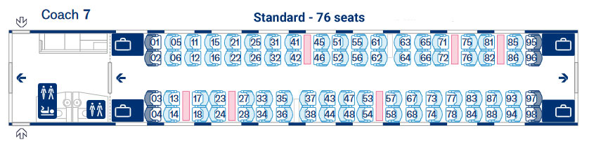 Eurostar E320 coach 7 seat map and seating layout