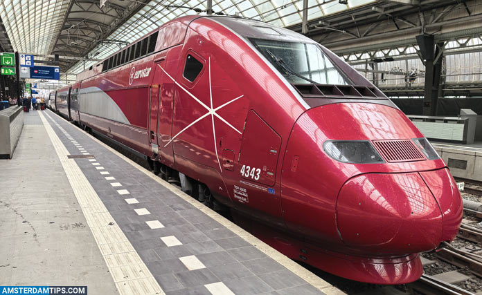 eurostar red (former thalys) pbka train at amsterdam