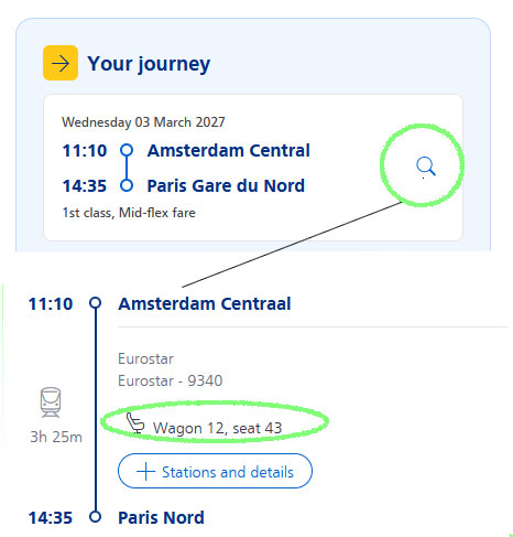 ns international eurostar red ticket booking - seat allocation info