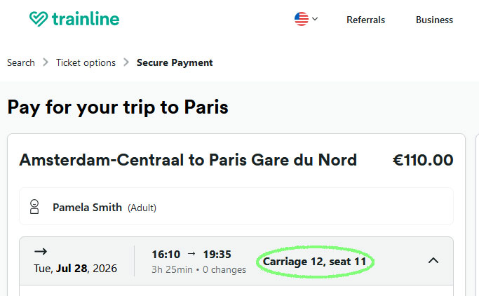 trainline - eurostar red seats