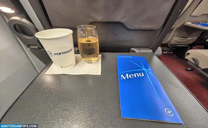 eurostar premier champagne and menu