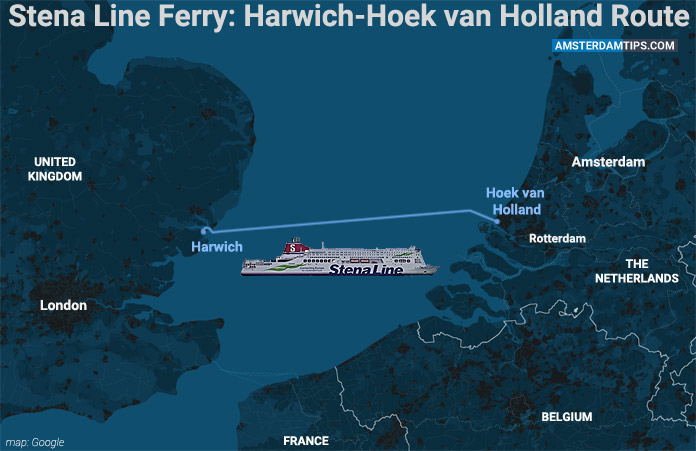 stena line ferry - harwich-hoek van holland route map